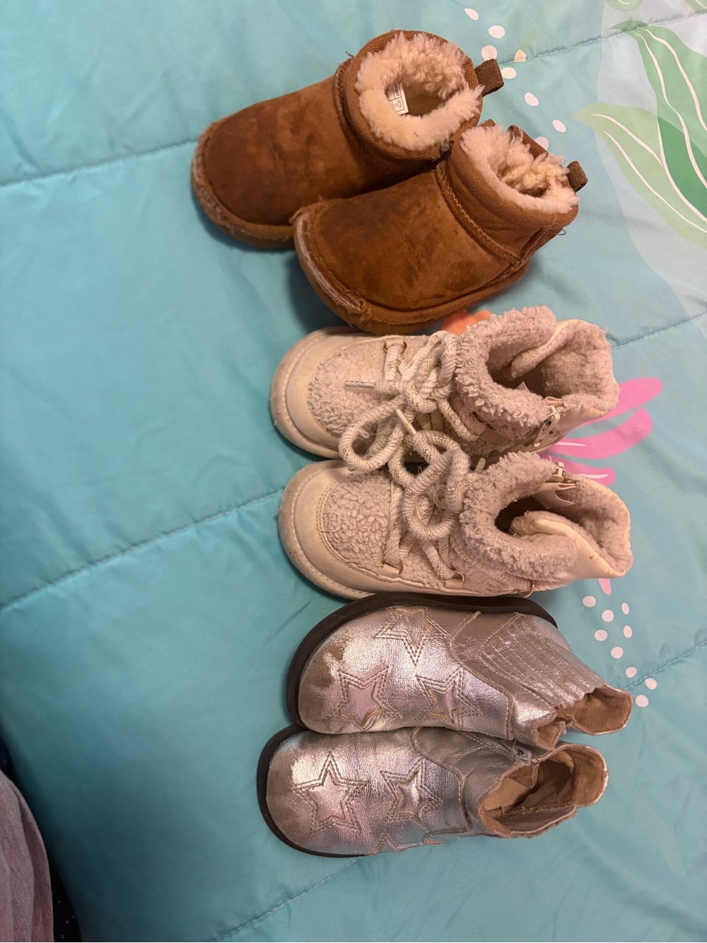 UGG Toddlers Brown, Cream & Silver Boot Set